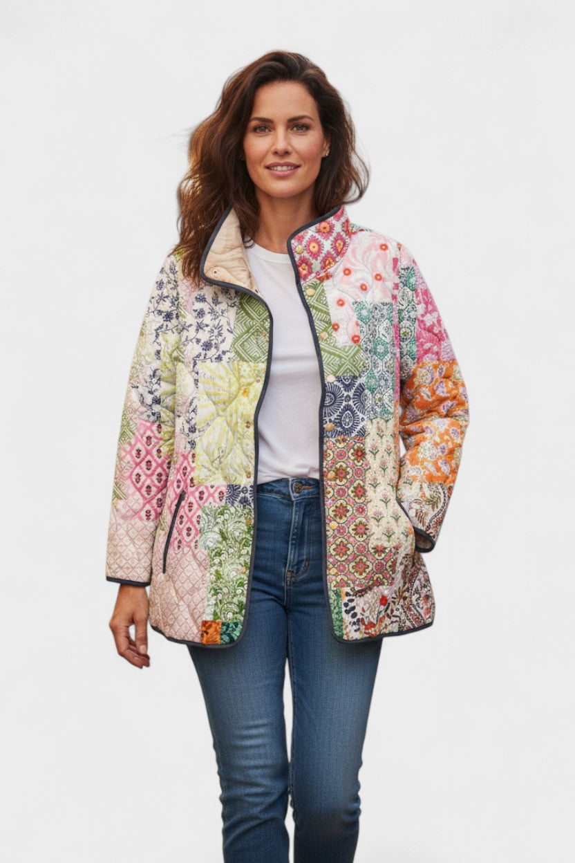 Veste matelassée patchwork rose et bleu — Célestine, LucieSaint-Tropez