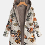 Manteau à capuche doublé crème à fleurs orangées — Lina, LucieSaint-Tropez (vue 2)