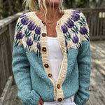 Cardigan boutonné à fleurs violettes — Joëlle, LucieSaint-Tropez