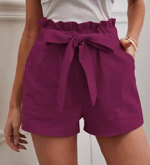 Lian | Short taille haute avec ceinture à nouer pour femme