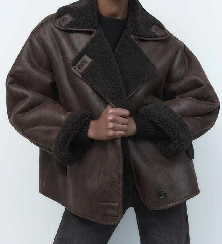 Fransesca | Veste en simili cuir vintage pour femmes