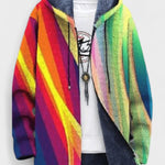 Gilet long à capuche doublé rayures arc-en-ciel — Ariane, LucieSaint-Tropez