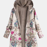Manteau à capuche doublé écru à motif botanique — Ophélie, LucieSaint-Tropez (vue 2)