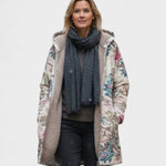 Manteau à capuche doublé écru à motif botanique — Ophélie, LucieSaint-Tropez