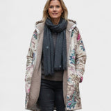 Manteau à capuche doublé écru à motif botanique — Ophélie, LucieSaint-Tropez