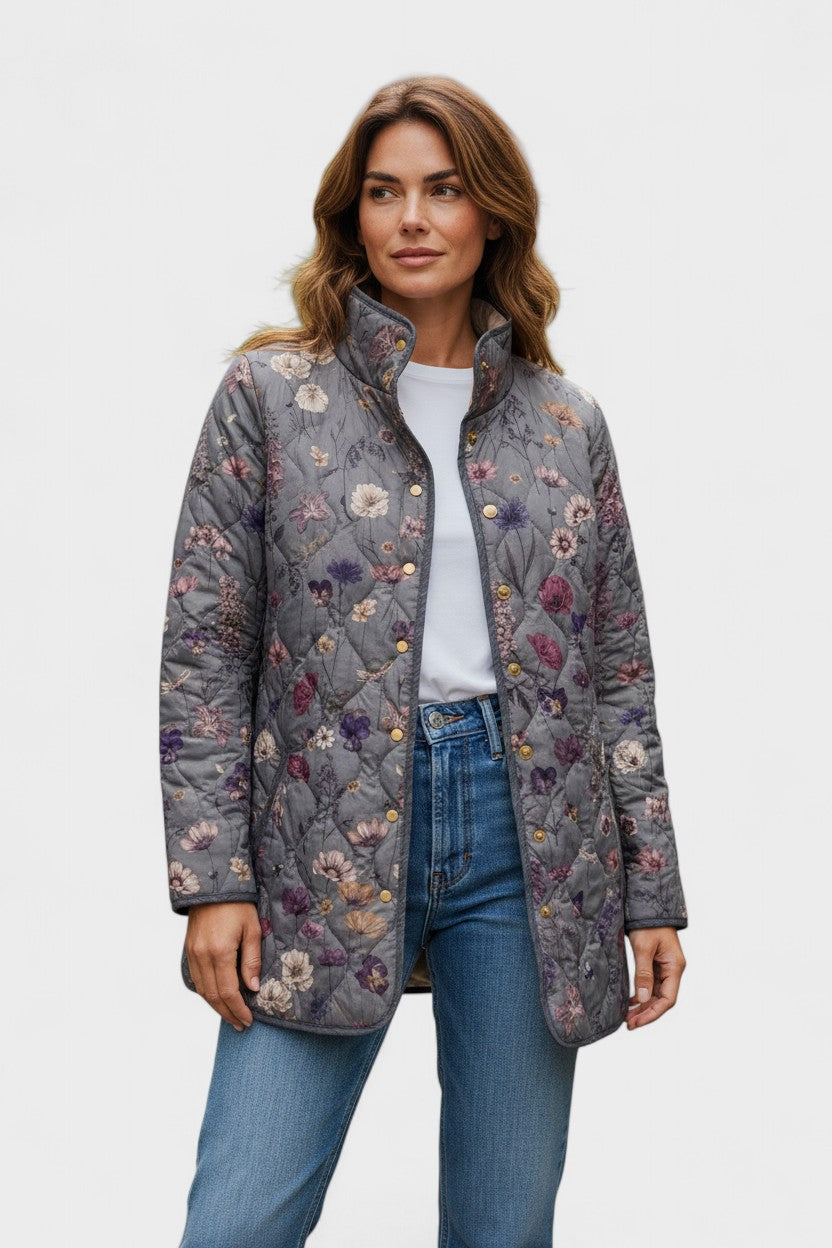 Veste matelassée grise fleurie — Odile, LucieSaint-Tropez