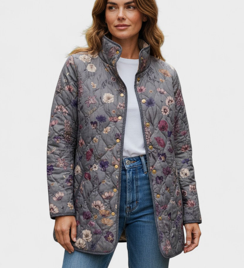Veste matelassée grise fleurie — Odile, LucieSaint-Tropez