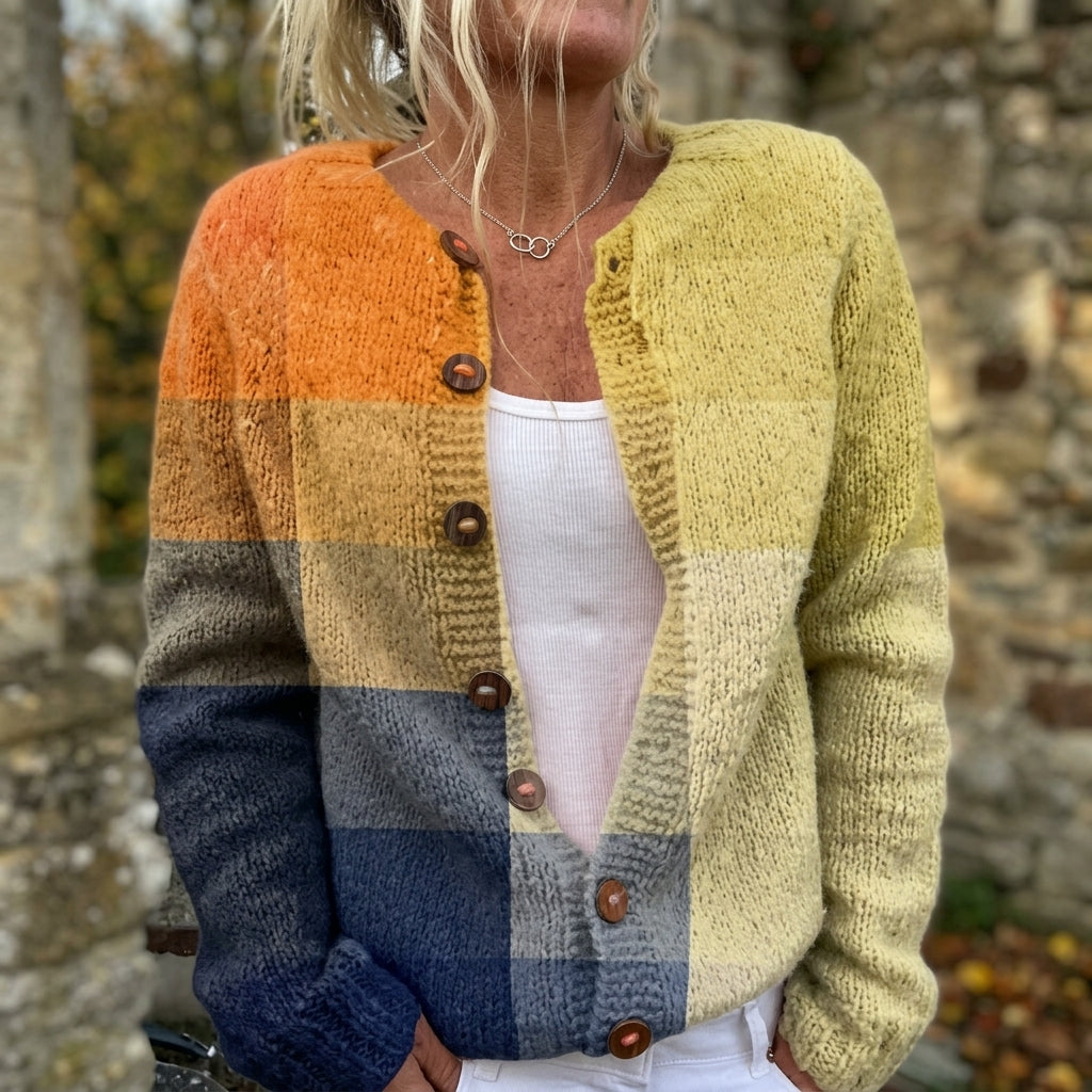 Cardigan boutonné color block géométrique — Danièle, LucieSaint-Tropez