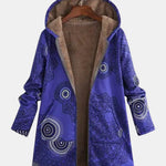 Manteau à capuche doublé bleu roi à mandalas — Margot, LucieSaint-Tropez