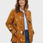 Veste matelassée moutarde à lunes et chats — Lune, LucieSaint-Tropez
