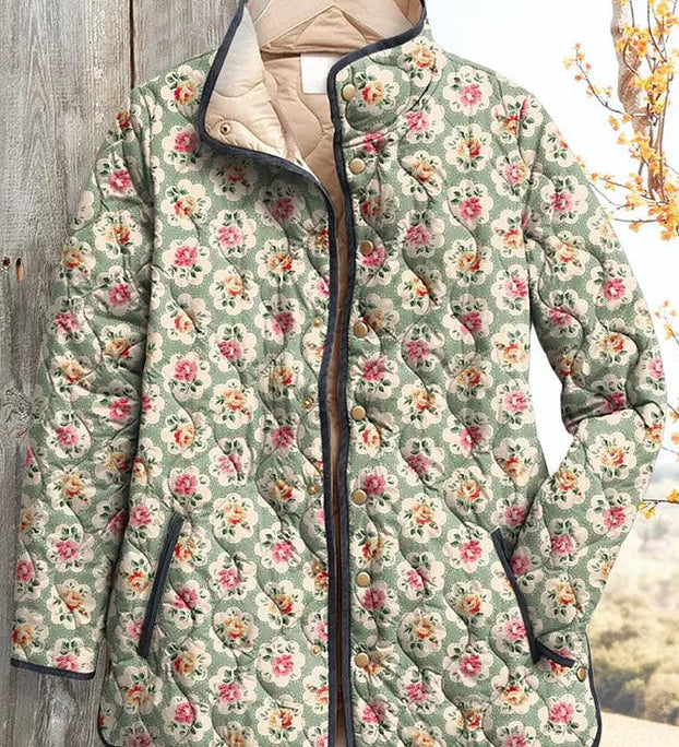 Veste matelassée beige à petites fleurs — Albane, LucieSaint-Tropez (vue 2)
