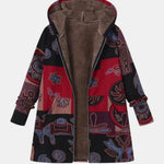 Manteau à capuche doublé patchwork bohème rouge — Suzanne, LucieSaint-Tropez