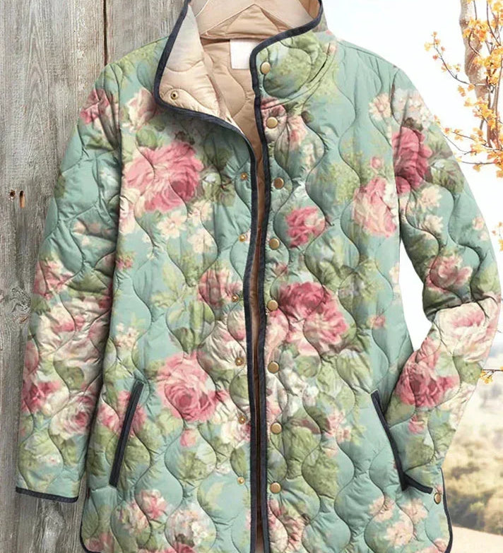 Veste matelassée vert d'eau à roses — Violette, LucieSaint-Tropez (vue 2)