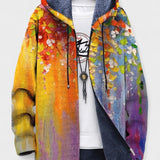 Gilet long à capuche doublé fleurs dorées — Daphné, LucieSaint-Tropez