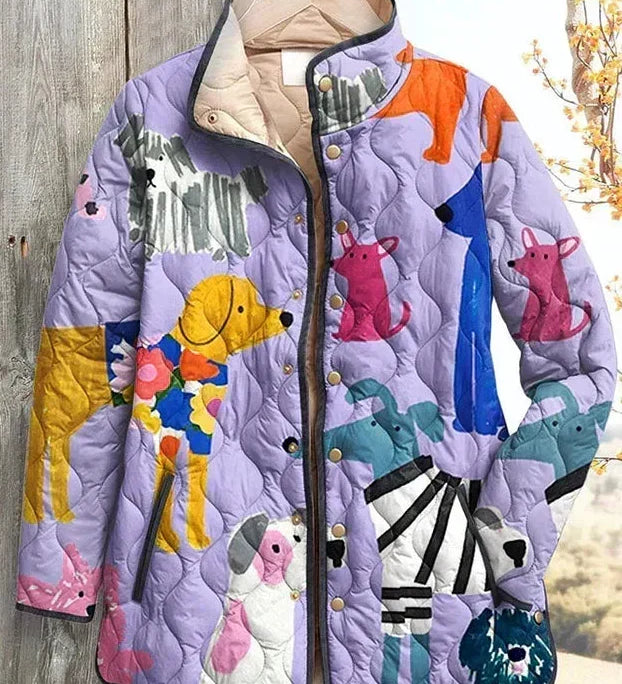 Veste matelassée lilas à motifs animaux — Lou, LucieSaint-Tropez (vue 2)