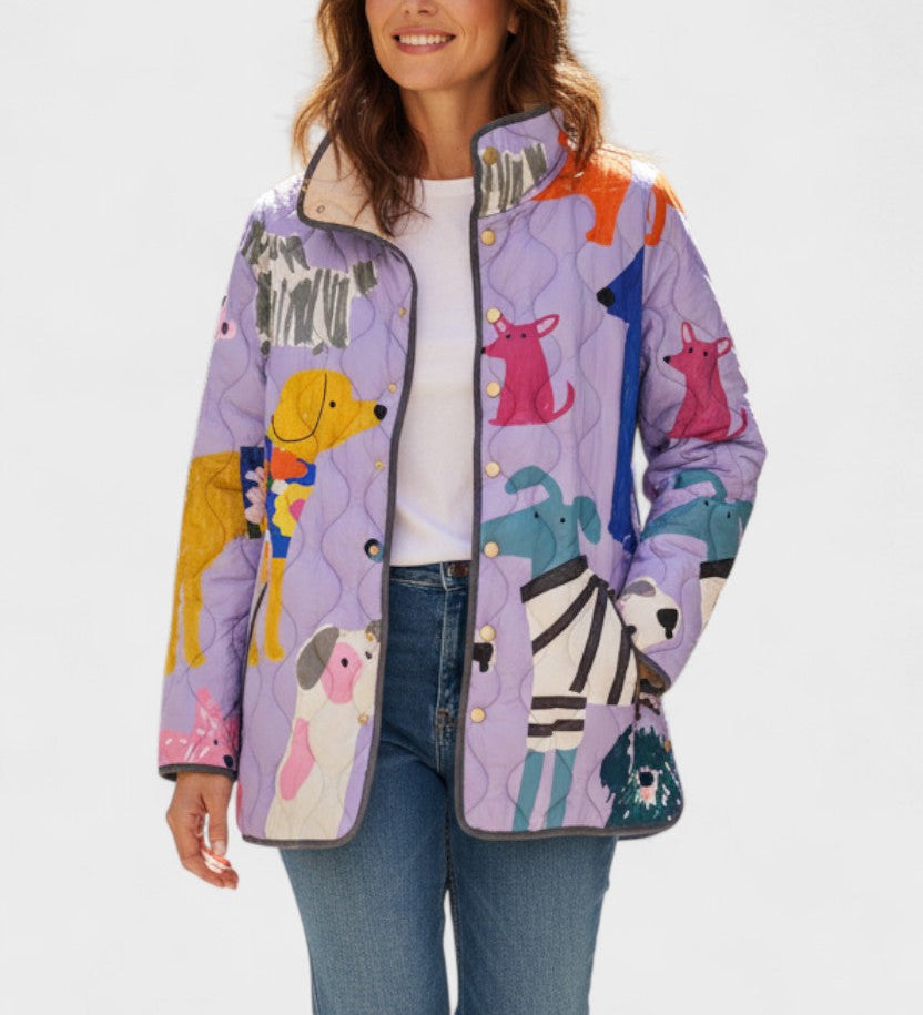 Veste matelassée lilas à motifs animaux — Lou, LucieSaint-Tropez