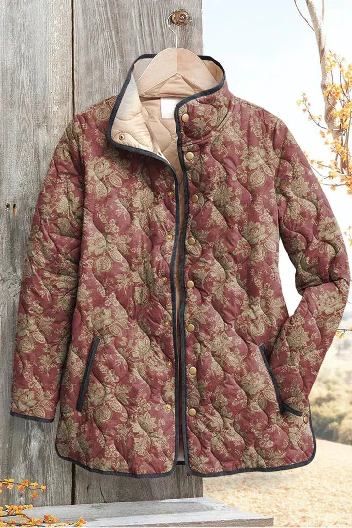Veste matelassée vieux rose fleurie — Gisèle, LucieSaint-Tropez (vue 2)