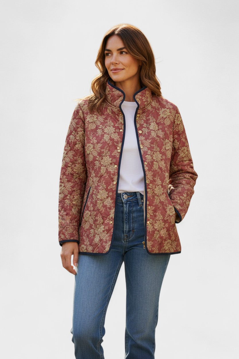 Veste matelassée vieux rose fleurie — Gisèle, LucieSaint-Tropez