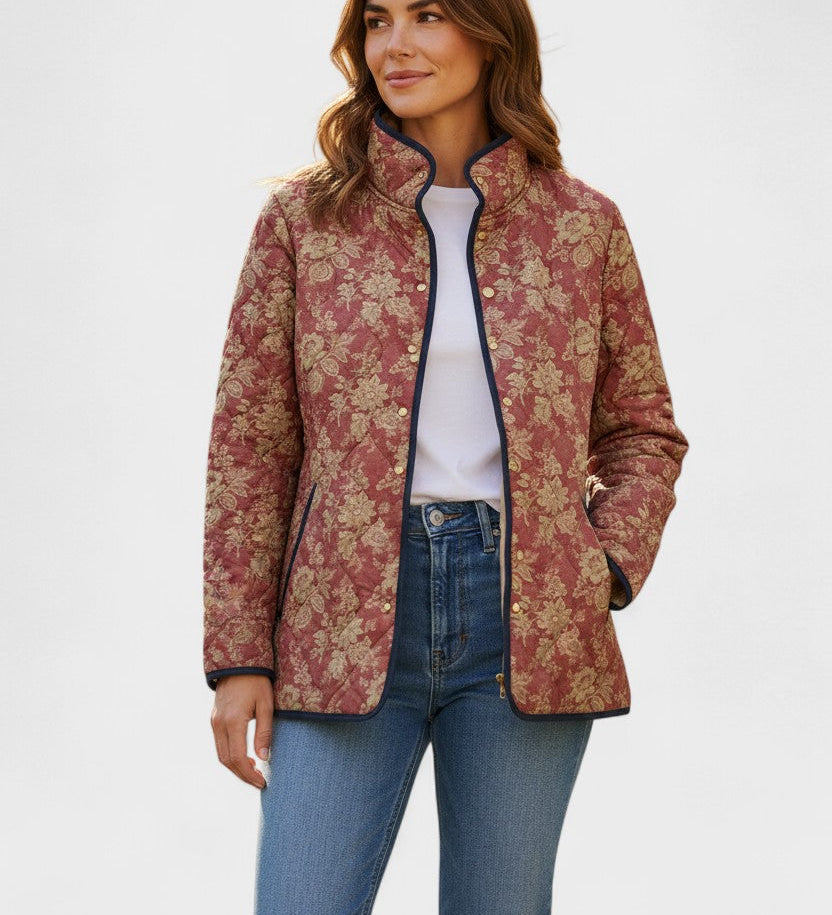 Veste matelassée vieux rose fleurie — Gisèle, LucieSaint-Tropez
