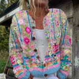 Cardigan boutonné à fleurs pastel — Charlotte, LucieSaint-Tropez