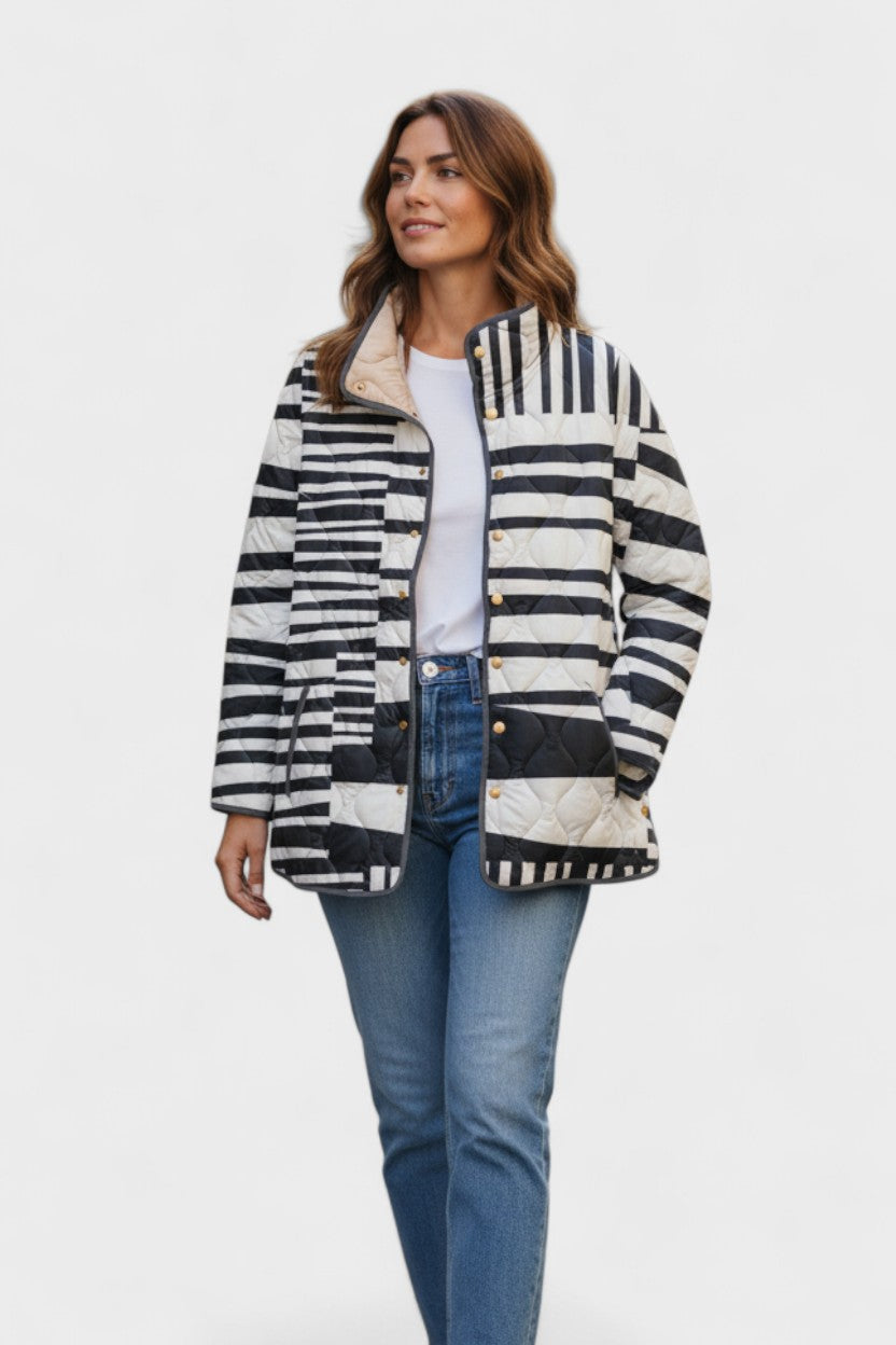 Veste matelassée à rayures noir et blanc — Nina, LucieSaint-Tropez