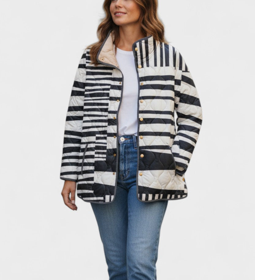 Veste matelassée à rayures noir et blanc — Nina, LucieSaint-Tropez