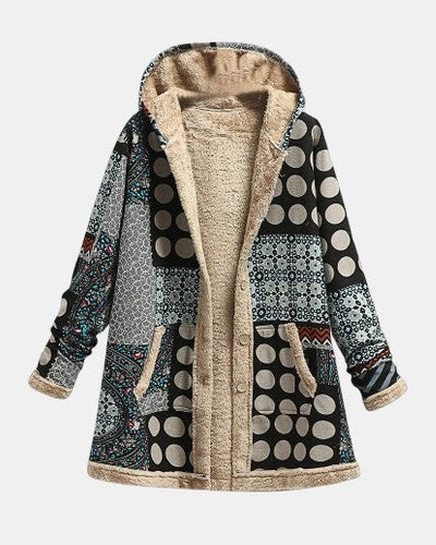 Manteau à capuche doublé patchwork à pois — Elsa, LucieSaint-Tropez