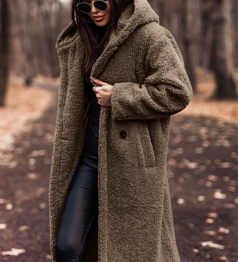 Mina | Manteau en peluche à coupe oversize avec capuche pour femme