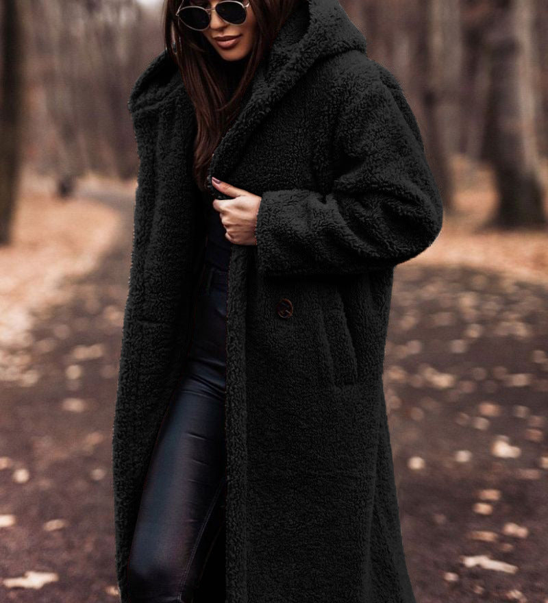 Mina | Manteau en peluche à coupe oversize avec capuche pour femme
