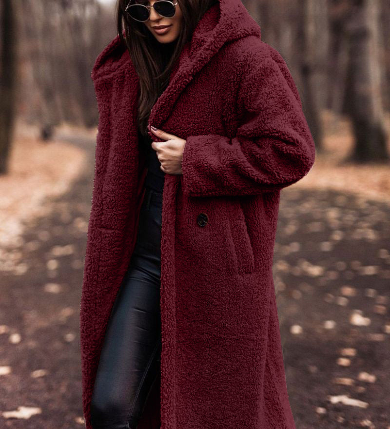 Mina | Manteau en peluche à coupe oversize avec capuche pour femme