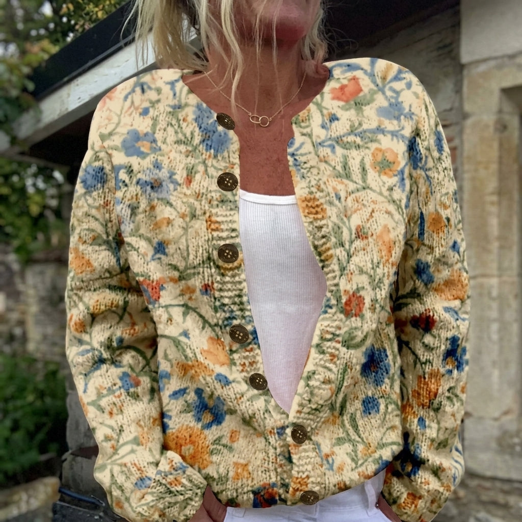 Cardigan boutonné à fleurs façon broderie — Lydie, LucieSaint-Tropez