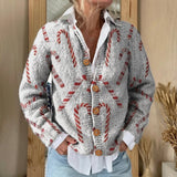 Cardigan boutonné gris à sucres d'orge de Noël — Tiphaine, LucieSaint-Tropez