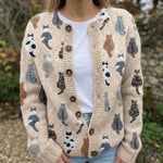 Cardigan boutonné beige à motif chats — Pascaline, LucieSaint-Tropez