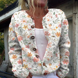 Cardigan boutonné crème à fleurs délicates — Julienne, LucieSaint-Tropez