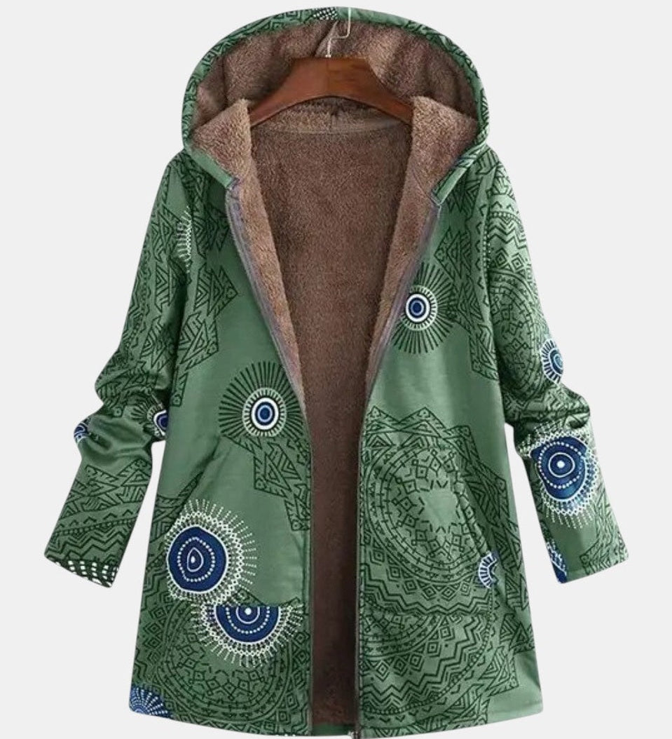 Manteau à capuche doublé à motifs spirales — Salomé, LucieSaint-Tropez (vue 2)