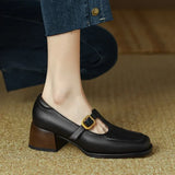 Delia - Chaussures Mary Jane T-Bar femme à bout carré