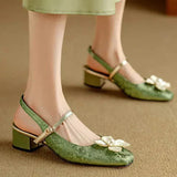 Genine - Escarpins slingback femme à talon bloc