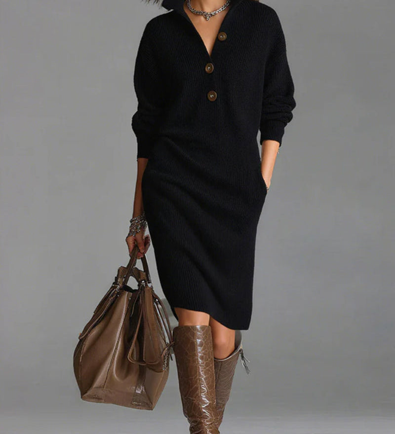 Robe pull décontractée de couleur unie pour l'automne et l'hiver