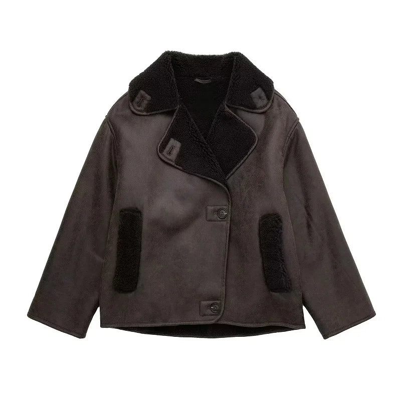 Auralith | Veste d'hiver à col large et fermeture boutonnée pour femme