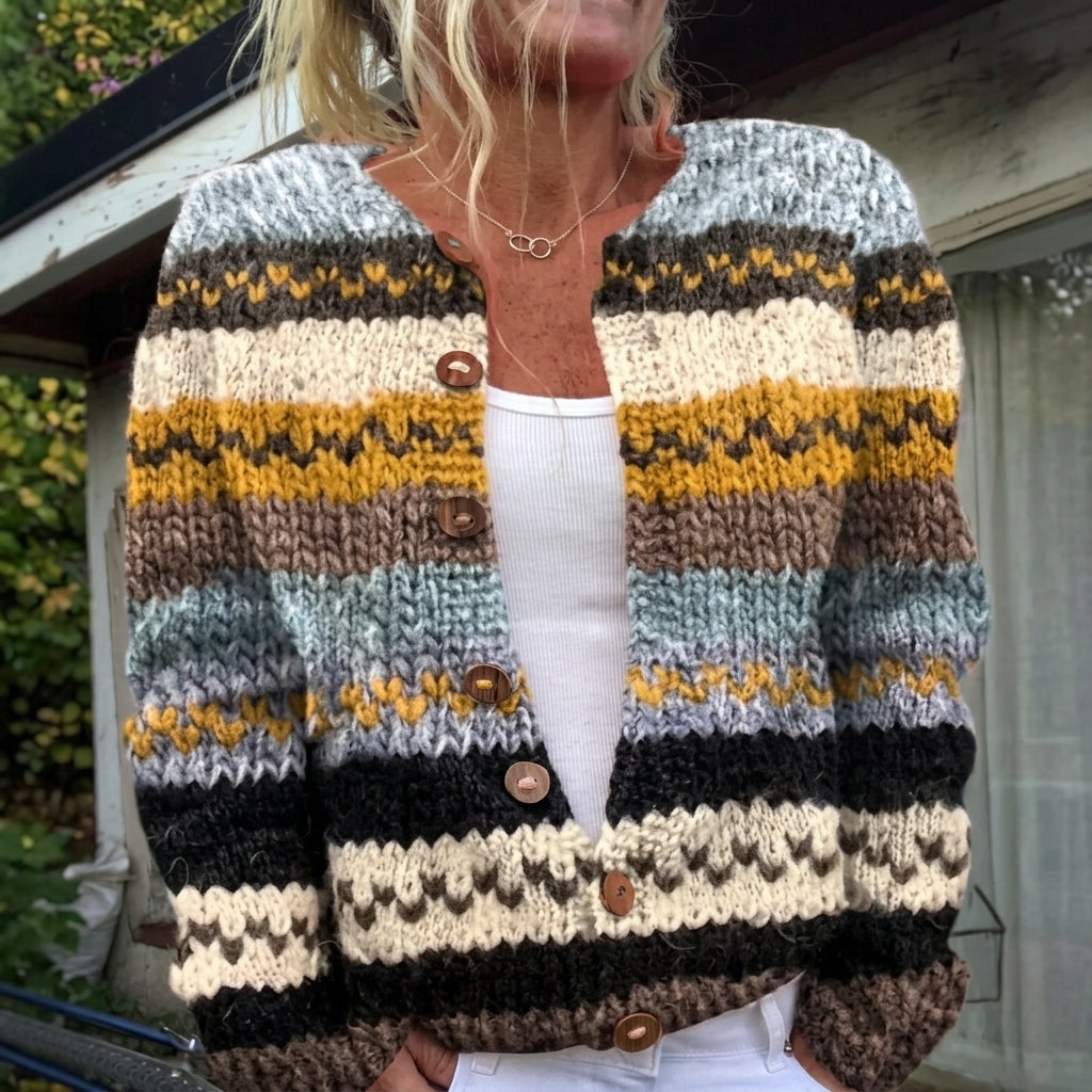 Cardigan boutonné rayé à blocs de couleurs — Sixtine, LucieSaint-Tropez