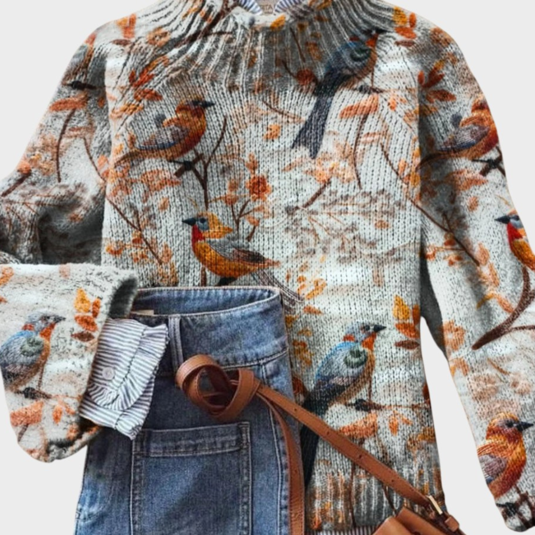 Pull col roulé à motif oiseaux d'hiver — Céline, LucieSaint-Tropez