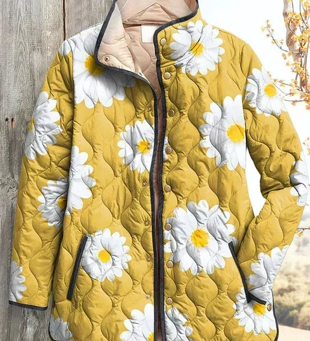 Veste matelassée jaune à marguerites blanches — Marguerite, LucieSaint-Tropez (vue 2)