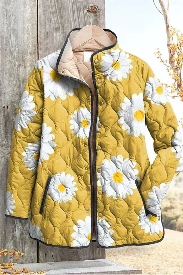 Veste matelassée jaune à marguerites blanches — Marguerite, LucieSaint-Tropez (vue 2)