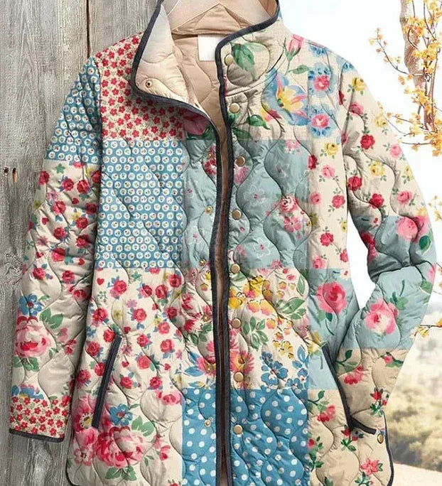 Veste matelassée patchwork fleuri pastel — Rose, LucieSaint-Tropez (vue 2)
