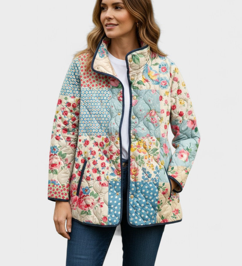Veste matelassée patchwork fleuri pastel — Rose, LucieSaint-Tropez