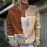 Cardigan boutonné patchwork pois et rayures — Domitille, LucieSaint-Tropez