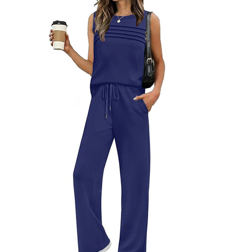 Ensemble Deux Pièces Top Gilet Plissé