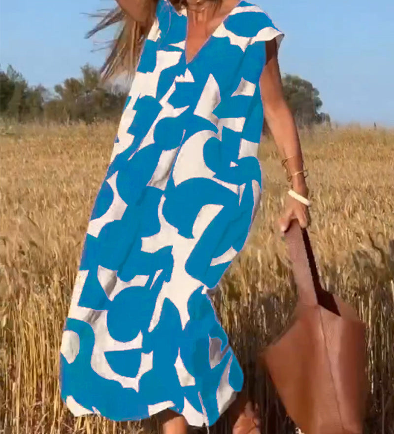 Robe avec imprimé et col en V