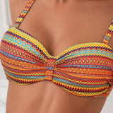 Maillot De Bain Deux Pièces Soutien-Gorge Imprimé Rayé