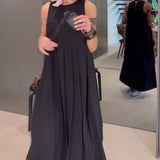 Robe débardeur plissée élégante de couleur unie